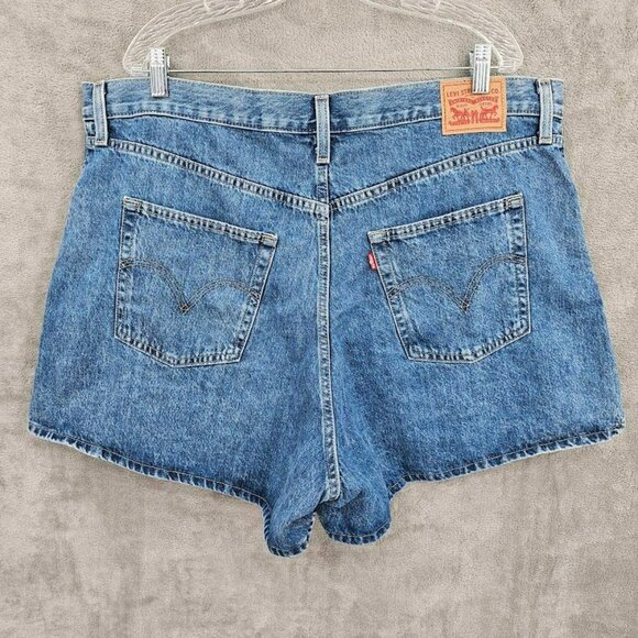 Levis High Waisted Mom Shorts 20W Medium Blue Wash Denim Jean Jorts Cotton Plus - Picture 12 of 14